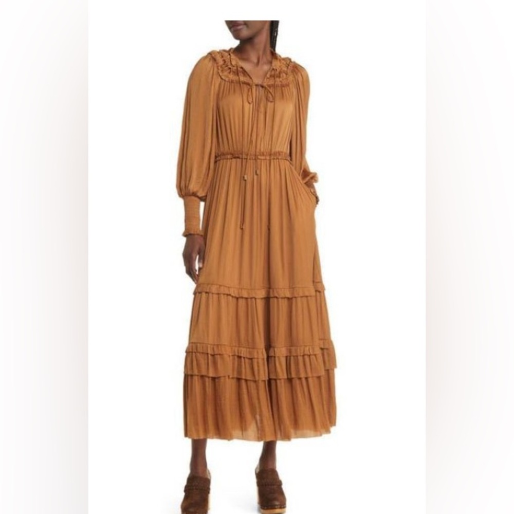 MOON RIVER Satin Tiered Maxi Dress | Excellent condition!